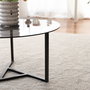 Hanah Home Trio Mesa de Centro de Cristal Templado Fume y Negro